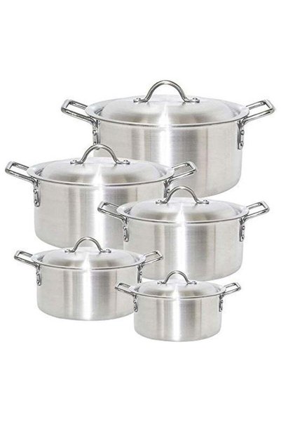 ARTC 5 Piece Aluminium Cooking Pot Set with Lids, 20 to 28 cm Stock Pots for ...