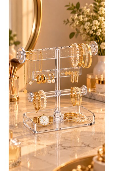 ABAREEK Jewelry Display Stand Made of Clear Acrylic Multi-Layer Design for Or...