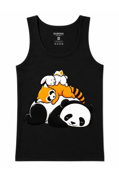Rabona Fashion Sweet Dreams – Tank Top Featuring a Sleeping Panda, a Red Pand...