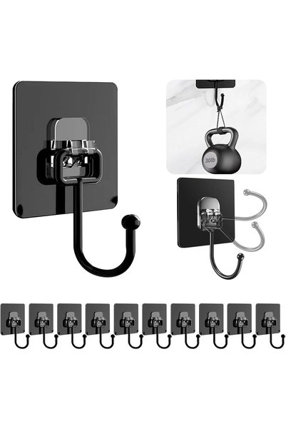 Generic 10 Pack Large Adhesive Hooks for Hanging 40lb(Max), All-Purpose Wall ...