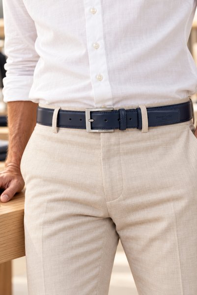 Pierre Cardin 100% Genuine Leather Navy Blue Men's Belt for Classic and Every...