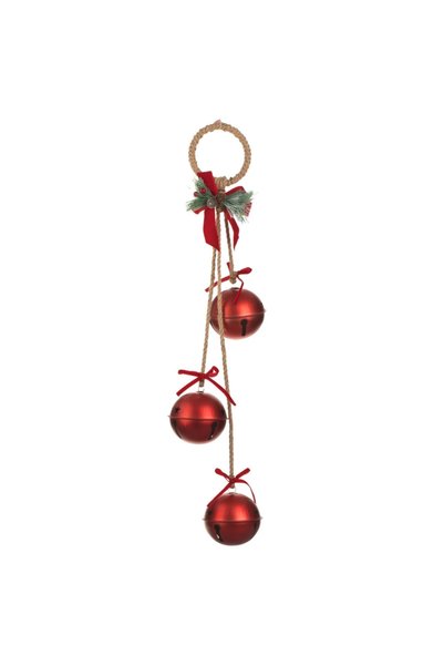 Belora Clopote Decorative de Craciun Rosii de Ø8cm cu Sfoara Panglica & Inel ...