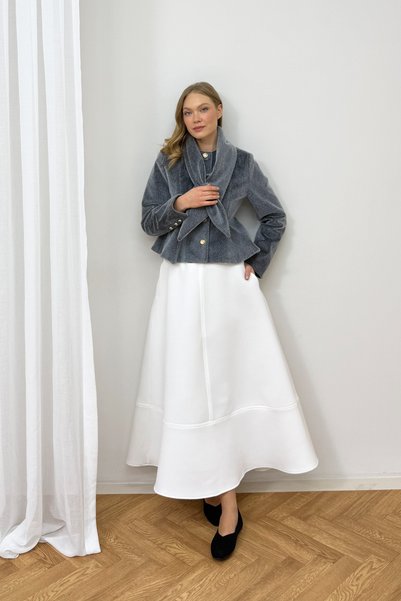 Melike Tatar With Scarf Melton Coat 6-7161
