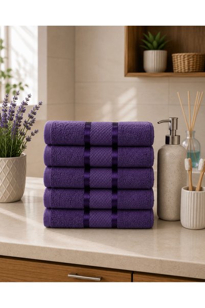 OEM Set de 5 prosoape de baie, 100% bumbac, 50x90cm, bumbac colorat Indigo