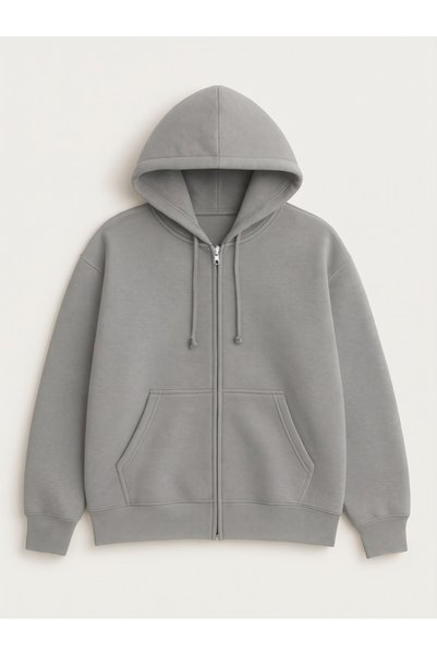 EXPECTED Unisex Zipper-Front Fleece-Lined Hooded Pilling-Resistant Oversized ...