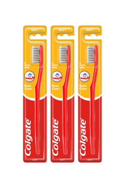 Colgate 3x Pachet Periuță de dinți moale Basic Clean