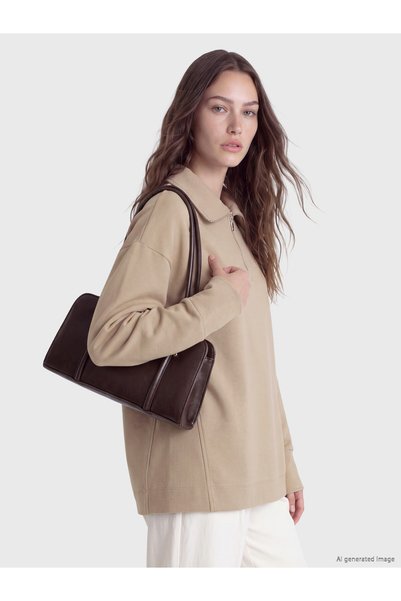 LC Waikiki Two Mt Shop Quality Lcw Modest Beige Interlock Plain Oversize Wome...