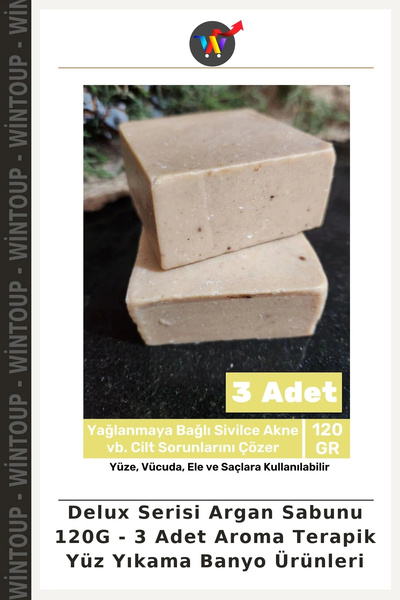 Wintoup Deluxe Series Argan Soap 120G - 3-Pack of Fragrant Face Wash and Bath...