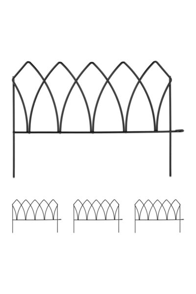 Relaxdays Set de 4 borduri decorative metalice pentru grădină, pentru gazon s...