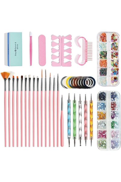 ALMEKAQUZ Complete Nail Art Kit for Beginners Teens,Nail Art Brush Set with D...