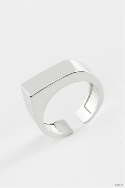 ZERO LAND SVL-SHOP Rectangular Metal Ring (212035) Silver Color