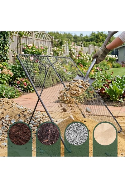 Relaxdays Garden Sieve 100 x 80 cm, Steel with Galvanized Mesh 15 x 15 mm, An...