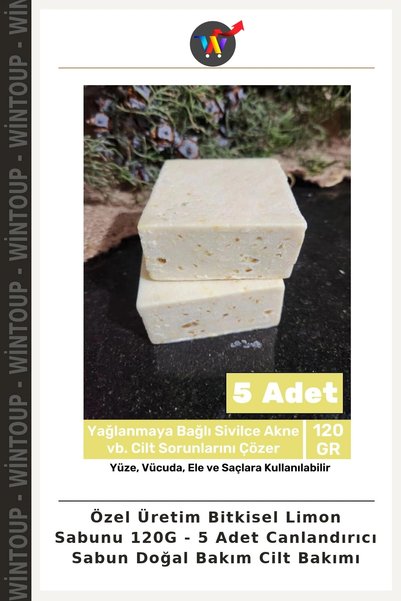 Wintoup Handcrafted Botanical Lemon Soap 120G - 5 Refreshing Soaps for Natura...