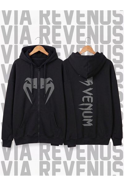 Vordevia VENOM MMA Unisex Front Zippered Hooded Cardigan with Front and Back ...