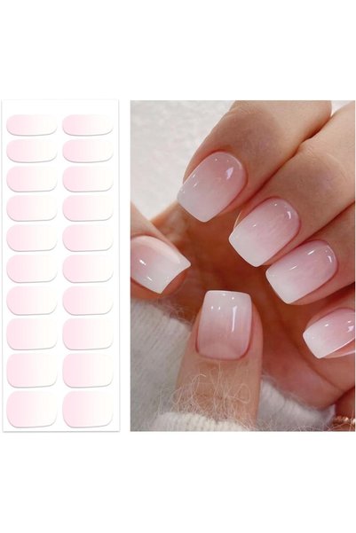HaveLovely Semi Cured Gel Nail Strips 20 Pcs, Pink Ombre Gel Nail Stickers wi...