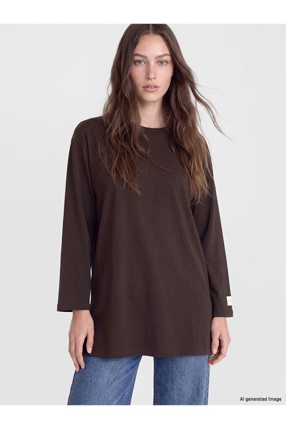 LC Waikiki Two Mt Shop Quality Lcw Modest Brown Combed Cotton Plain Loose & B...