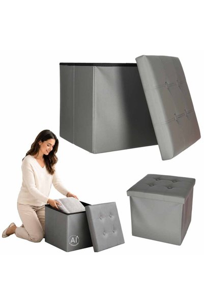 Ikonka Taburet multifunctional pliabil cu spatiu de depozitare, 38x38x36 cm, ...