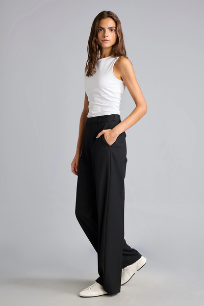 DeFacto E7238AXBK81 Black Straight-Fit High-Waisted Pants