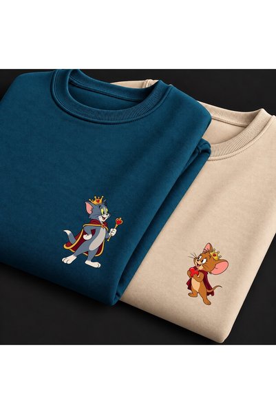 Vordevia Tom and Jerry King and Queen Print Couple Set: 3-Ply Premium Oversiz...