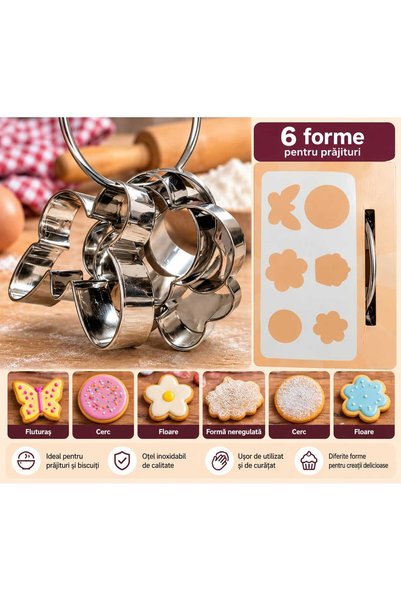 Generic Brand Set of 6 Cake and Biscuit Molds, Stainless Steel Metal Cutters