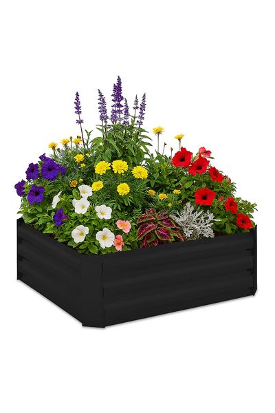Relaxdays Jardinieră metalică, 30x90x90 cm, 220 litri, fără fund, pentru ierb...