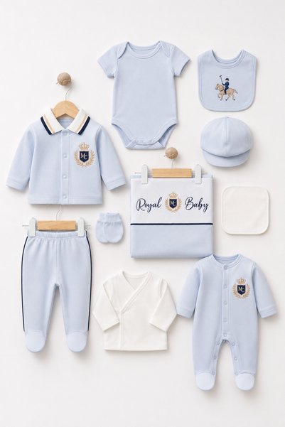 ZEYNUKO Boys' Royal Baby 100% Cotton 0-3 Months 10-Piece Newborn Hospital Dis...