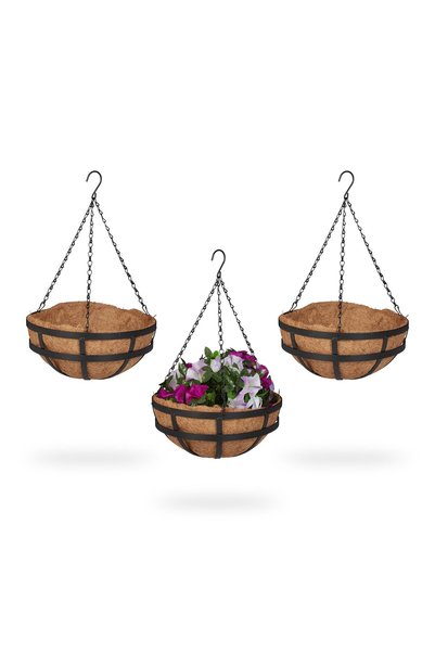 Relaxdays Set de 3 ghivece suspendate, Relaxdays, negru/, 50x31cm