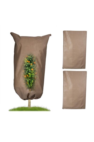 Relaxdays Set de 3 huse de protecție pentru plante Relaxdays, bej, 100x60cm-2...