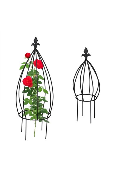 Relaxdays Suport pentru plante cățărătoare, set de 2, formă de ceapă, negru
