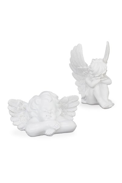 Relaxdays Set de 2 sculpturi înger rugător, Relaxdays, alb, 10x7.5x6cm
