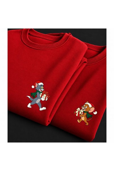 Vordevia Tom and Jerry Printed "Sweetheart" Set: 3-Ply Premium Oversized Swea...