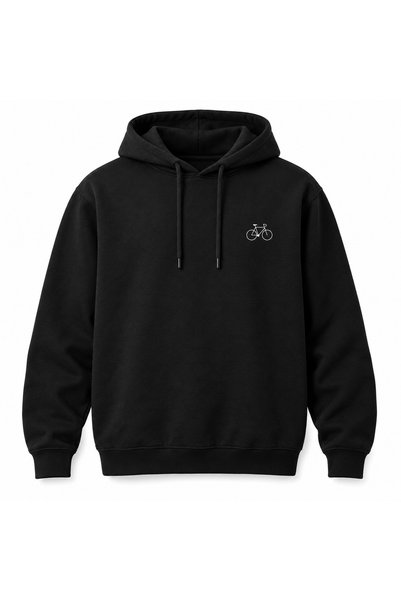 Alfa Tshirt Minimal Bicycle DTG-Printed Hooded Sweatshirt (Unprinted Pockets)