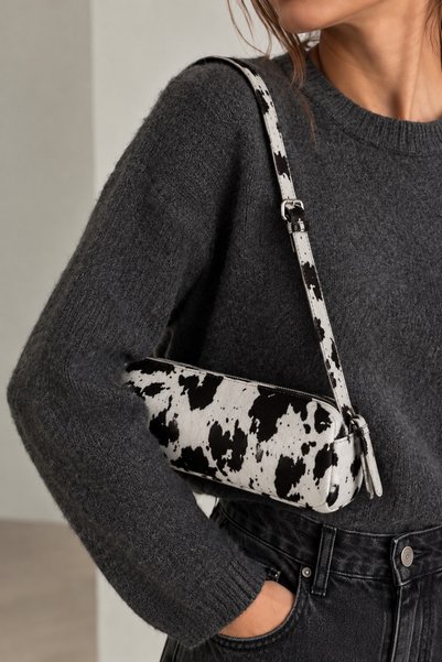 emelimin Women's Shiny Leather-Look Baguette Shoulder Bag