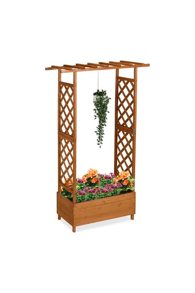Relaxdays Ghiveci decorativ cu suport din lemn de molid, Relaxdays, 183x110x4...