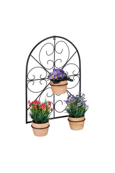Relaxdays Suport de perete pentru 3 ghivece, Relaxdays, negru, 60x43x14.5cm