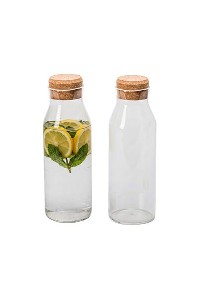 Relaxdays Carafă de sticlă cu capac, maro deschis/transparent, 27x9x9 cm