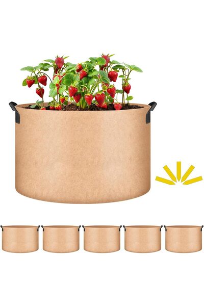 KASTWAVE 7 Gallon Plant Grow Bags, Durable Nonwoven Fabric Pots with Handles ...