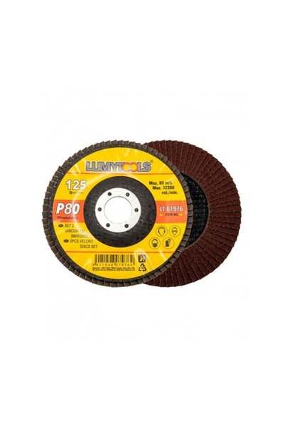 Lumytools Set 2 discuri cu şmirghel, granulație P80 Ø 125 mm rot/min 12200