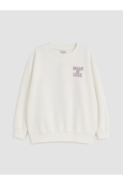 LC Waikiki Girls' Ecru-Printed Sweatshirt—The NEVAVM Way