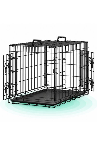 Timebox Cusca pliabila pentru caini 93x58x64 cm, Marime L, Metal cu tava deta...