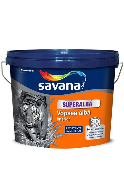 Savana Vopsea superalbă superlavabilă pentru interior, 3D ACTIV cu rezistentă...