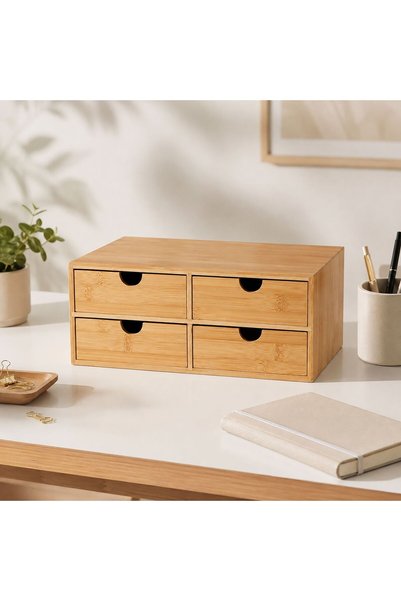 Relaxdays 10054089_469 Organizator de sertare din bambus, 13,5 x 33 x 21 cm, ...