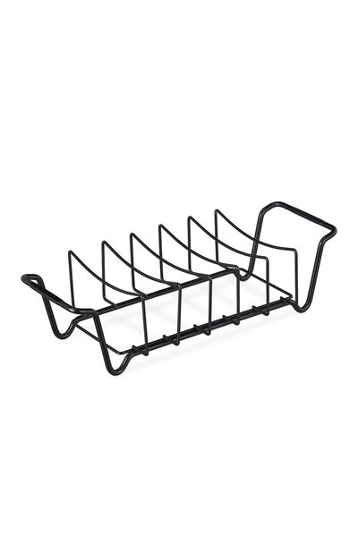 Relaxdays Suport pentru coste de porc Relaxdays, Negru, 11.5x18.5x44.5 cm, Oț...