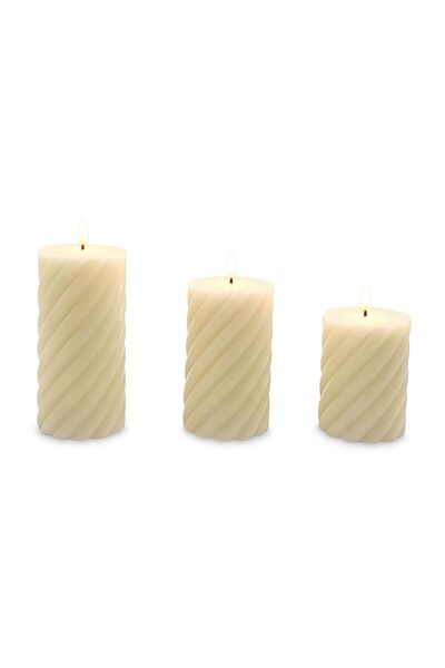 Relaxdays Set de 3 lumânări LED din ceară naturală, Relaxdays, crem, 18,5x7,5cm