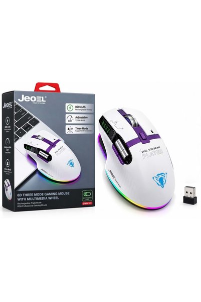 jedel GWH101 Şarjlı Wireless Kablosuz Bluetooth Mouse 12000 Dpi Siyah/Beyaz