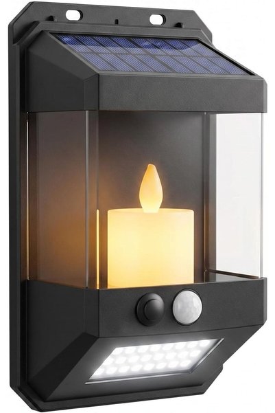 GENERAL Solar Flame Wall Lantern Outdoor, 2 Modes Motion Sensor Always‑On, 40...
