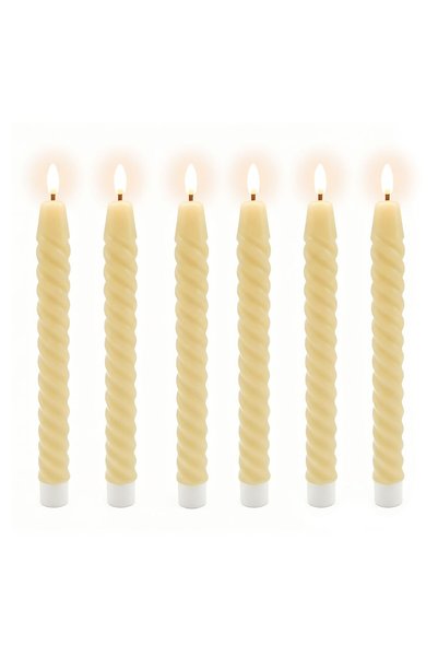Relaxdays Set de 6 lumânări LED, Relaxdays, ceară naturală, 25x2.2cm, culori ...
