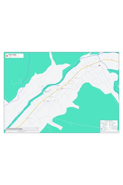 OEM Harta decorativa pentru perete Oțelu Roșu, Stil Modern, 125x90 cm, PVC re...