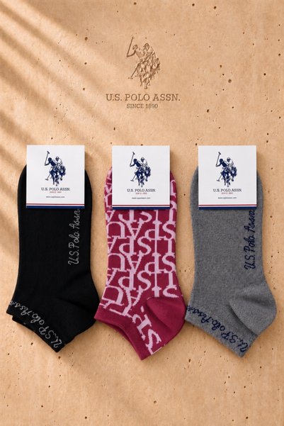 U.S. Polo Assn. جوارب نسائية قطنية مكونة من 3 أزواج – جوارب ناعمة ومريحة وقاب...