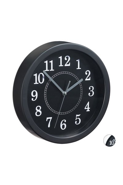 Relaxdays ceas de perete, rotund, 20 cm, alb/negru/gri, 20x4x20 cm